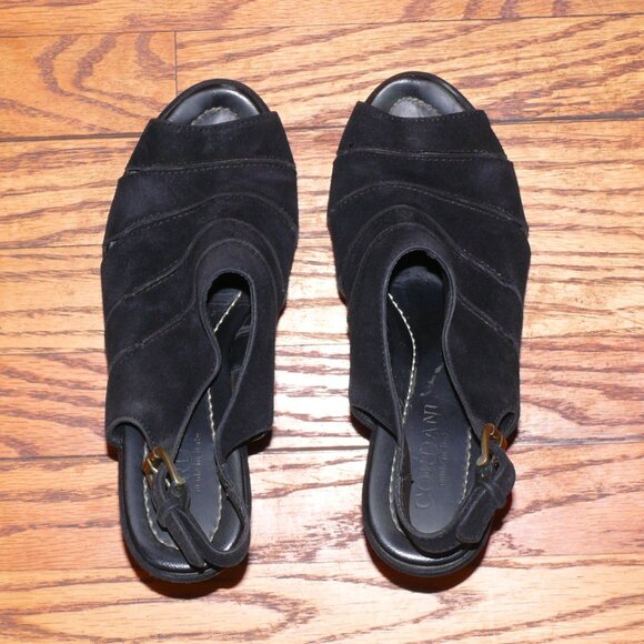 CORDANI TABOR BLACK SUEDE PEEP-TOE SLINGBACK WEDGE SZ EU 38 / US 8 MADE IN ITALY - Picture 5 of 7